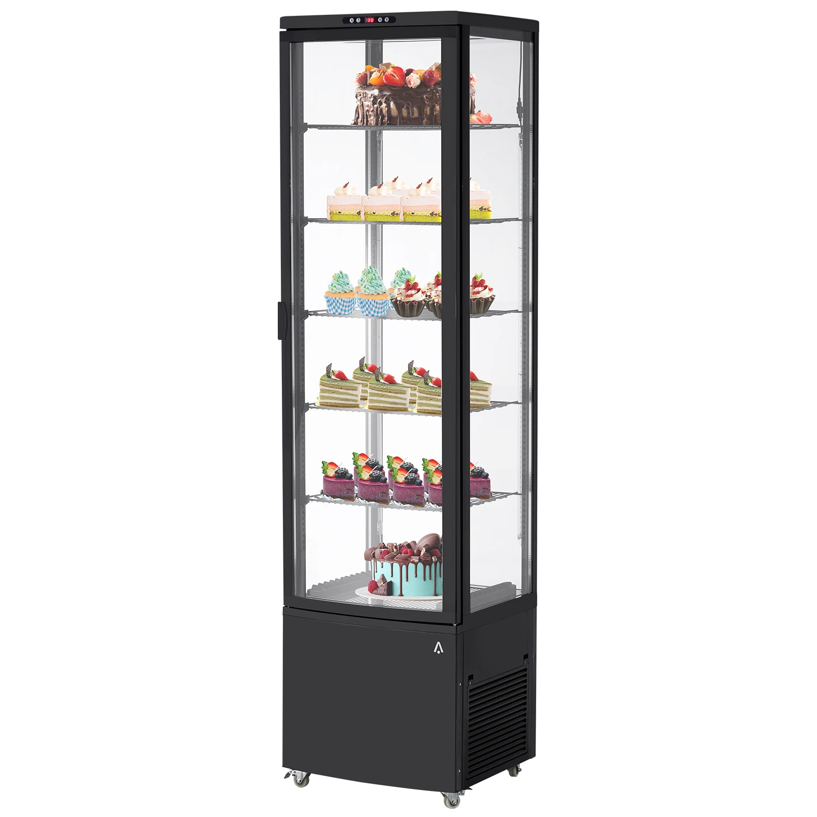 Commercial Display Refrigerator, 10.52 Cu Ft Upright Single Door Cooler with Double-Glazed Glass, Adjustable Shelves, LED Lighting, Fast Air Cooling, Auto Defrost, 110V for Bakery Cafe Restaurant