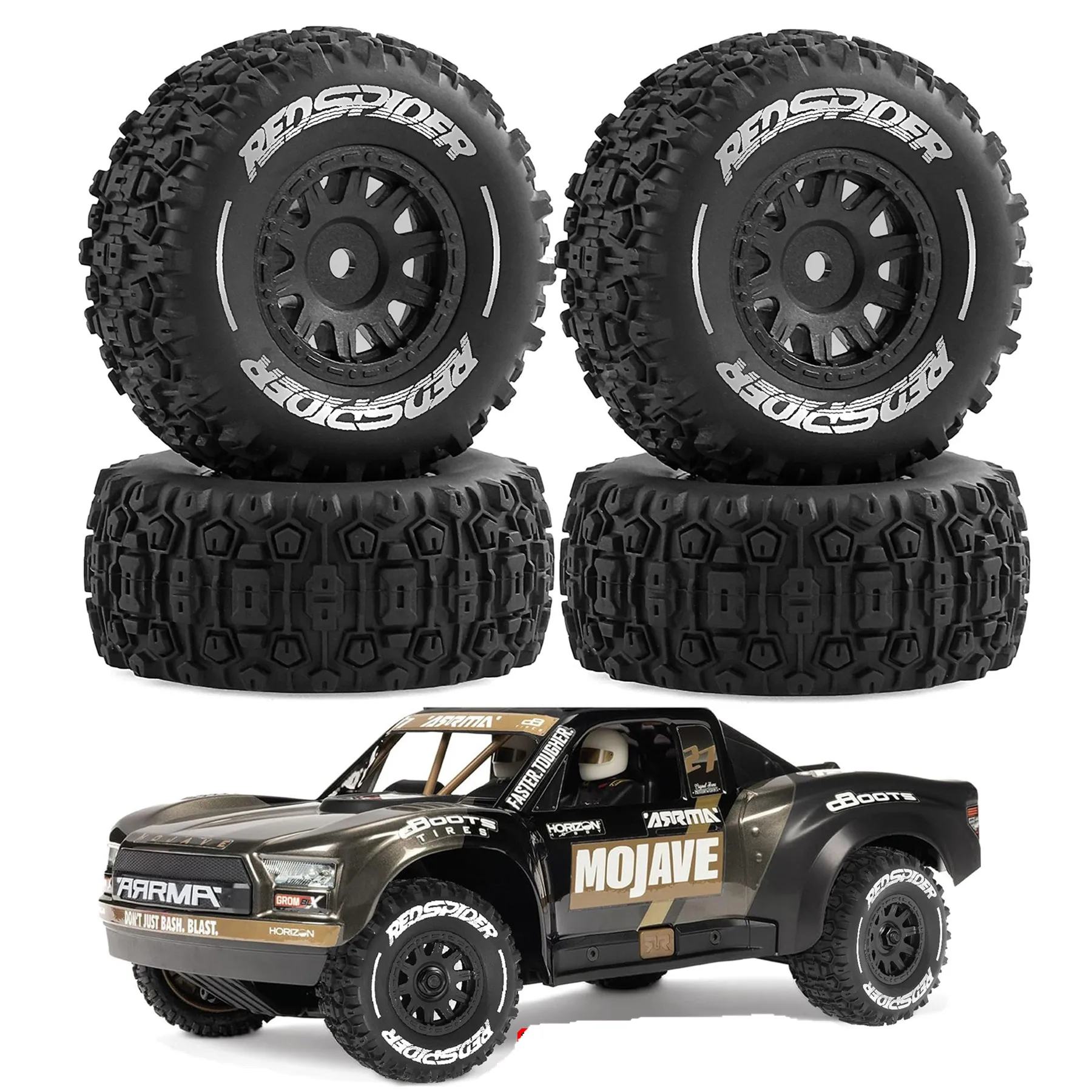 1/14 Pneumatici per camion a corso breve Pneumatici in gomma da neve 12mm Esagonale per auto RC in scala 1:14 ARRMA Mini MOJAVE GROM LC Parti di aggiornamento