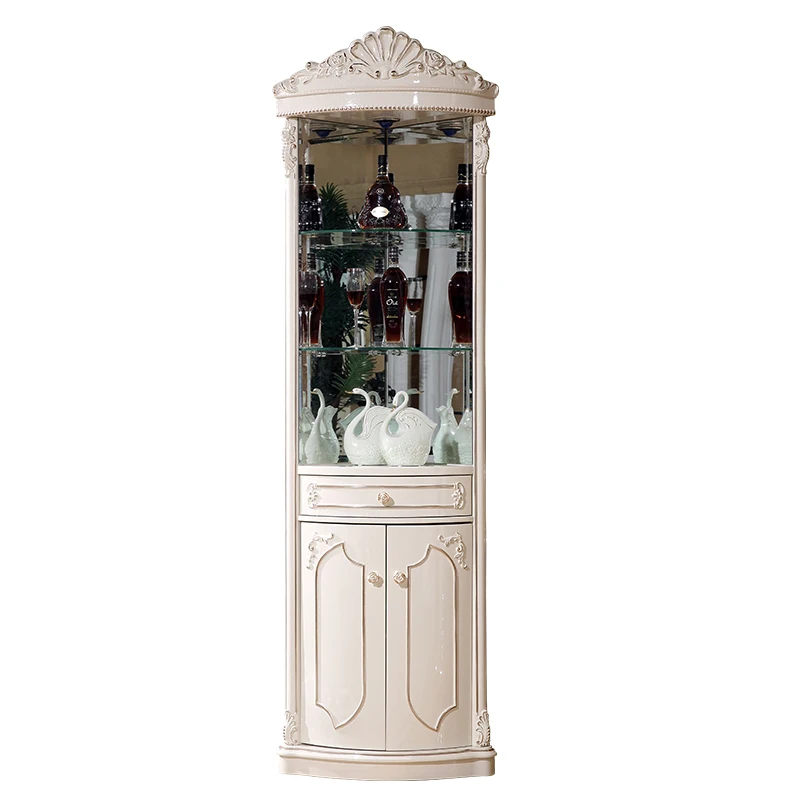 European style corner cabinet, living room corner dining table, French style cream style triangular wine cabinet