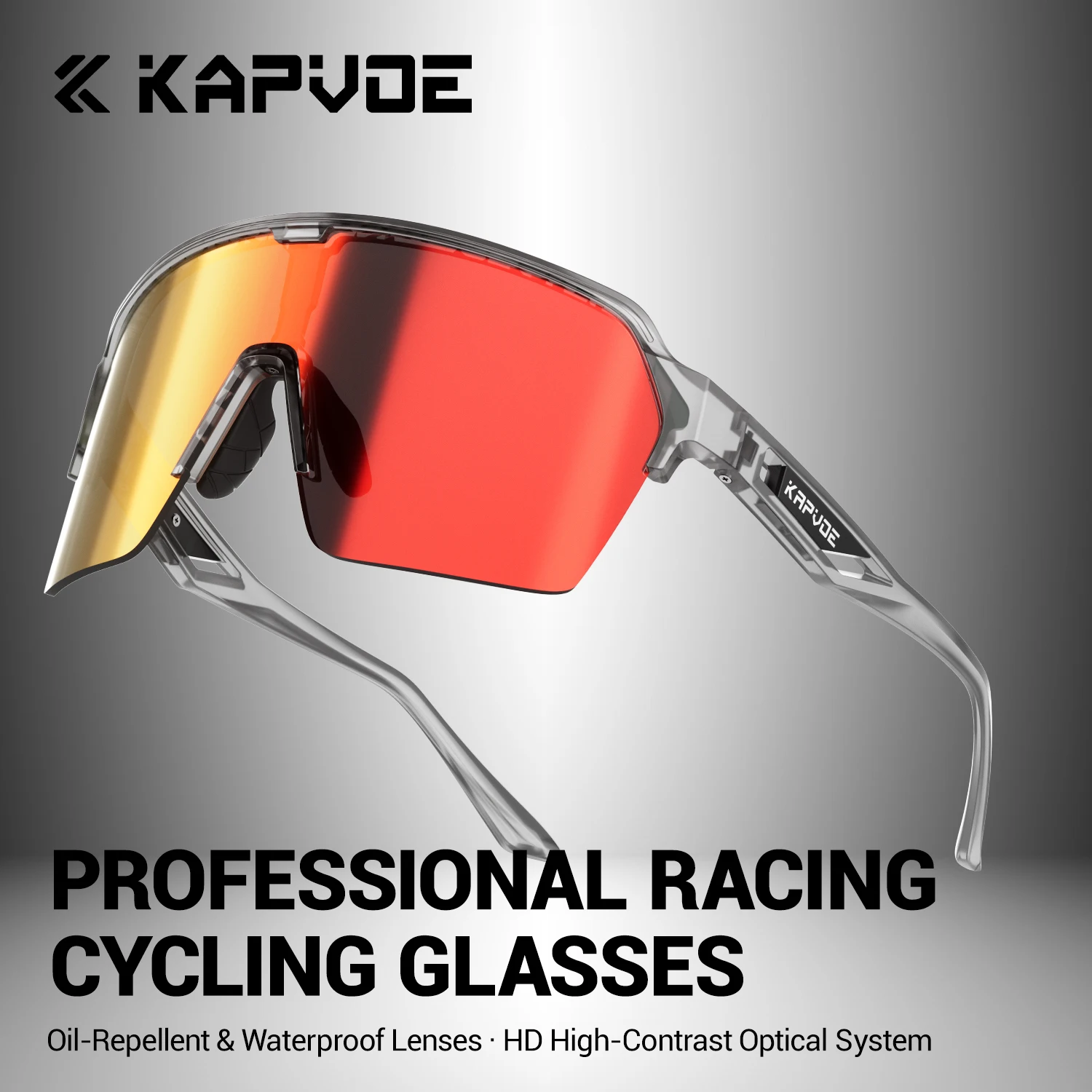 KAPVOE HD Cycling Glasses Oil-Repellent Water-Resistant Lenses Hiking Glasses Driving Sunglasses and Outdoor Sports Sunglasses