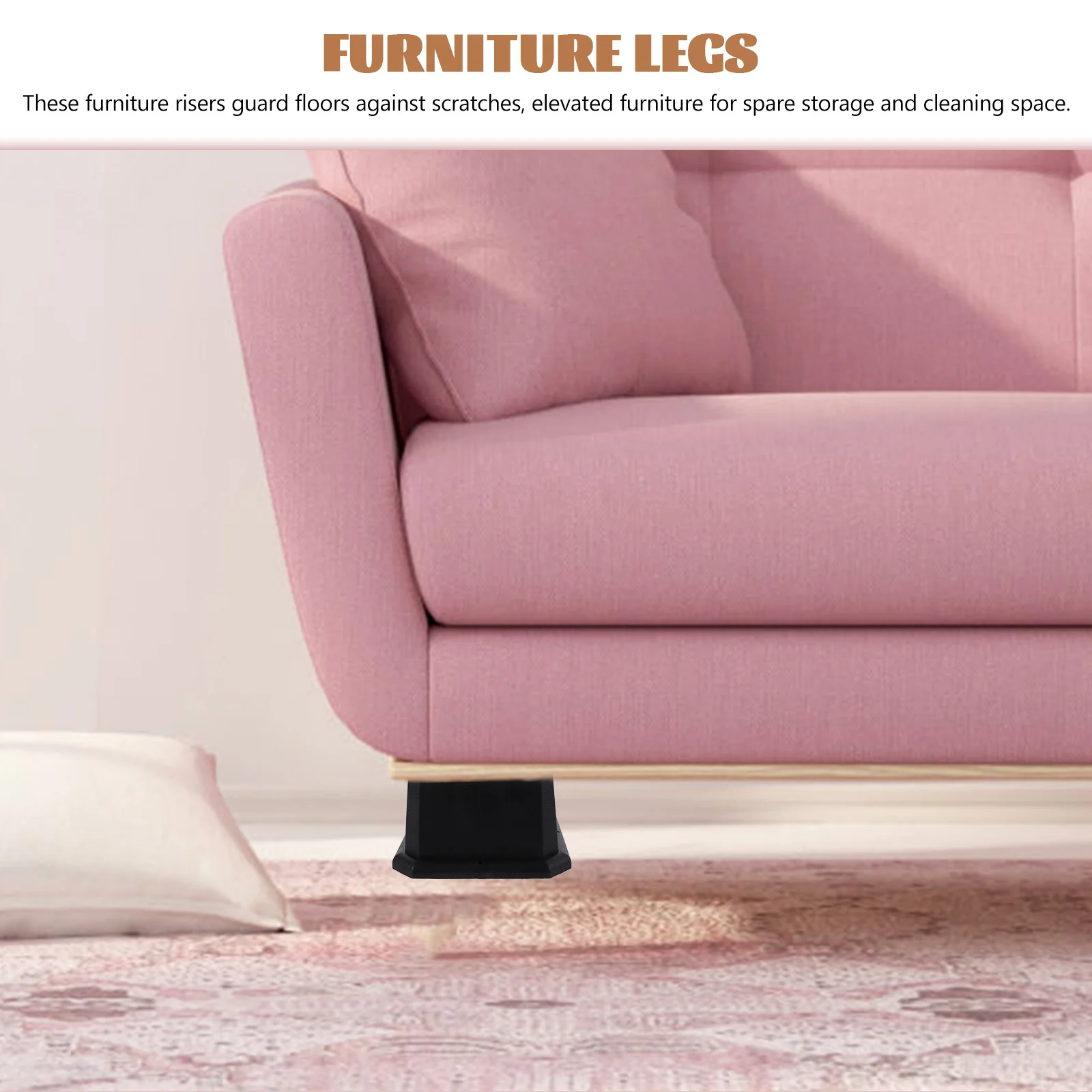 4Pcs Furniture Riser Height Lift Blocks Multipurpose Bed Sofa Table Chair Legs Heavy Duty Elevators for Storage