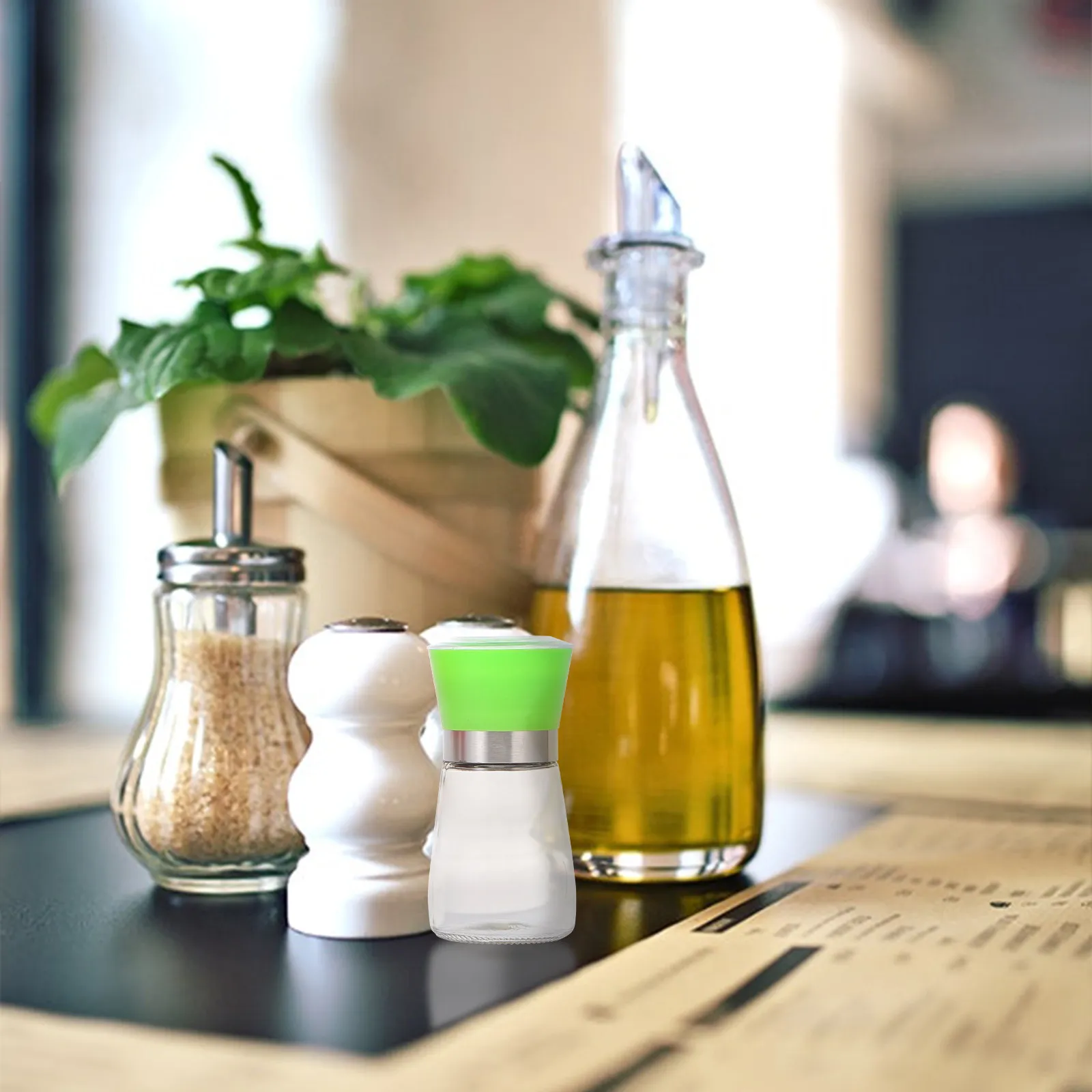4Pcs Coffee Grinder Manual Pepper Mill Glass Bottle Salt Portable Home Spices Cumin Coriander