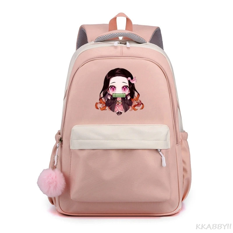 Kamado Nezuko Demon Slayer Anime Sweet Soft Large Capacity Student Schoolbag College Students Patchwork Laptop Simple Mochilas