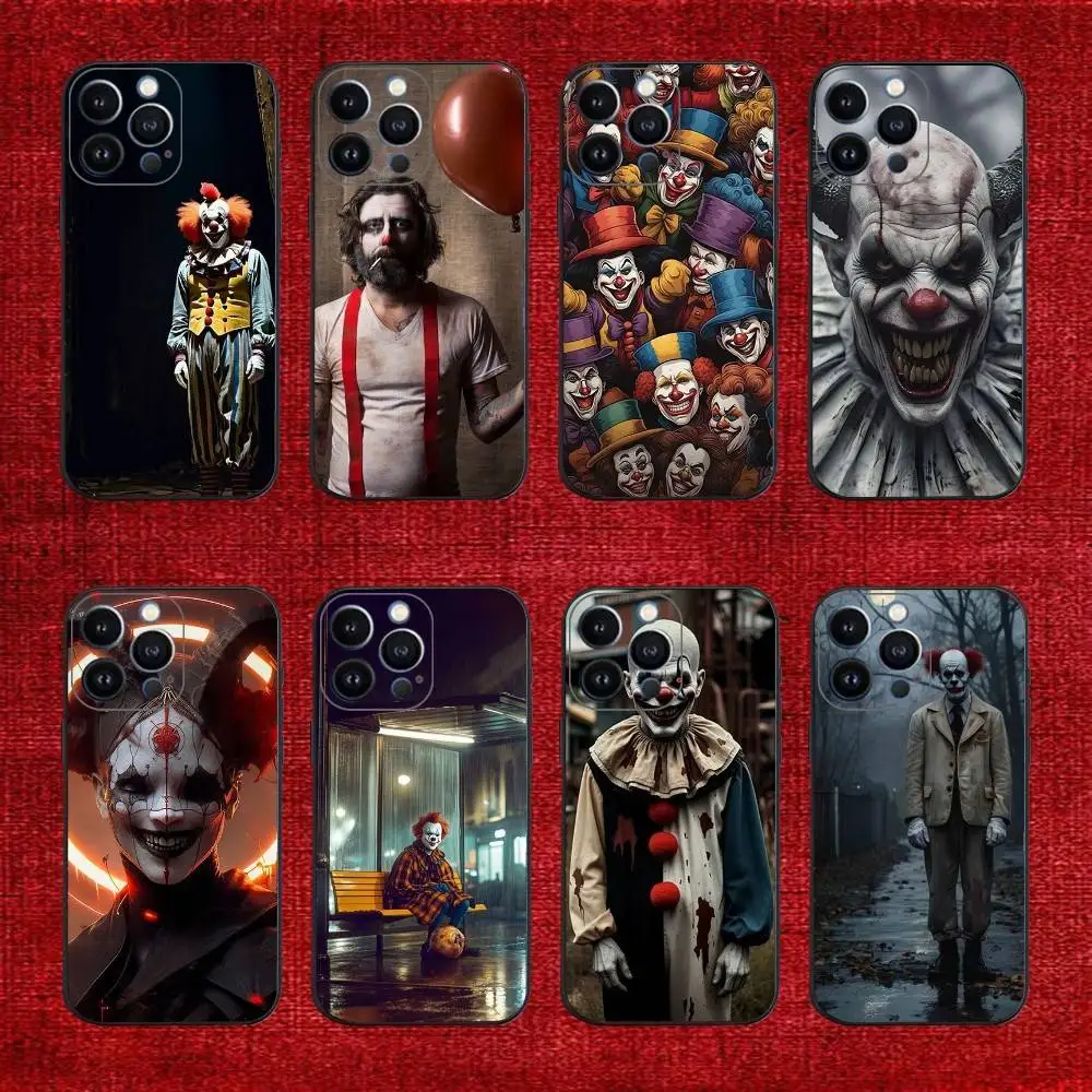

Blackened Clown Phone Case For iPhone 16e,16,15,14,13,12,11,Pro,X,XS,Max,XR,Plus,Mini Soft Black Cover