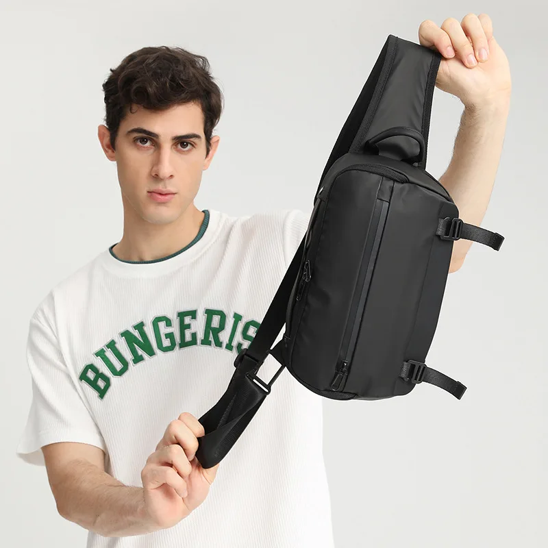 Bolsa mensageiro impermeável para homens, bolsa de peito multifuncional, bolsa tiracolo casual, um ombro, moda empresarial