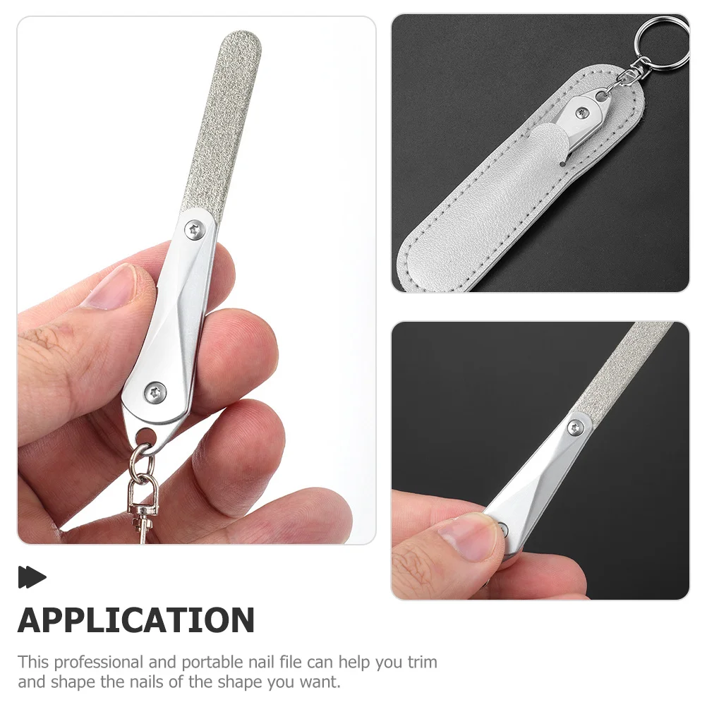 

Stainless Steel Nail File Metal Double Sided Portable Keychain Manicure Pedicure Tool Protective Case Durable Salon Nail