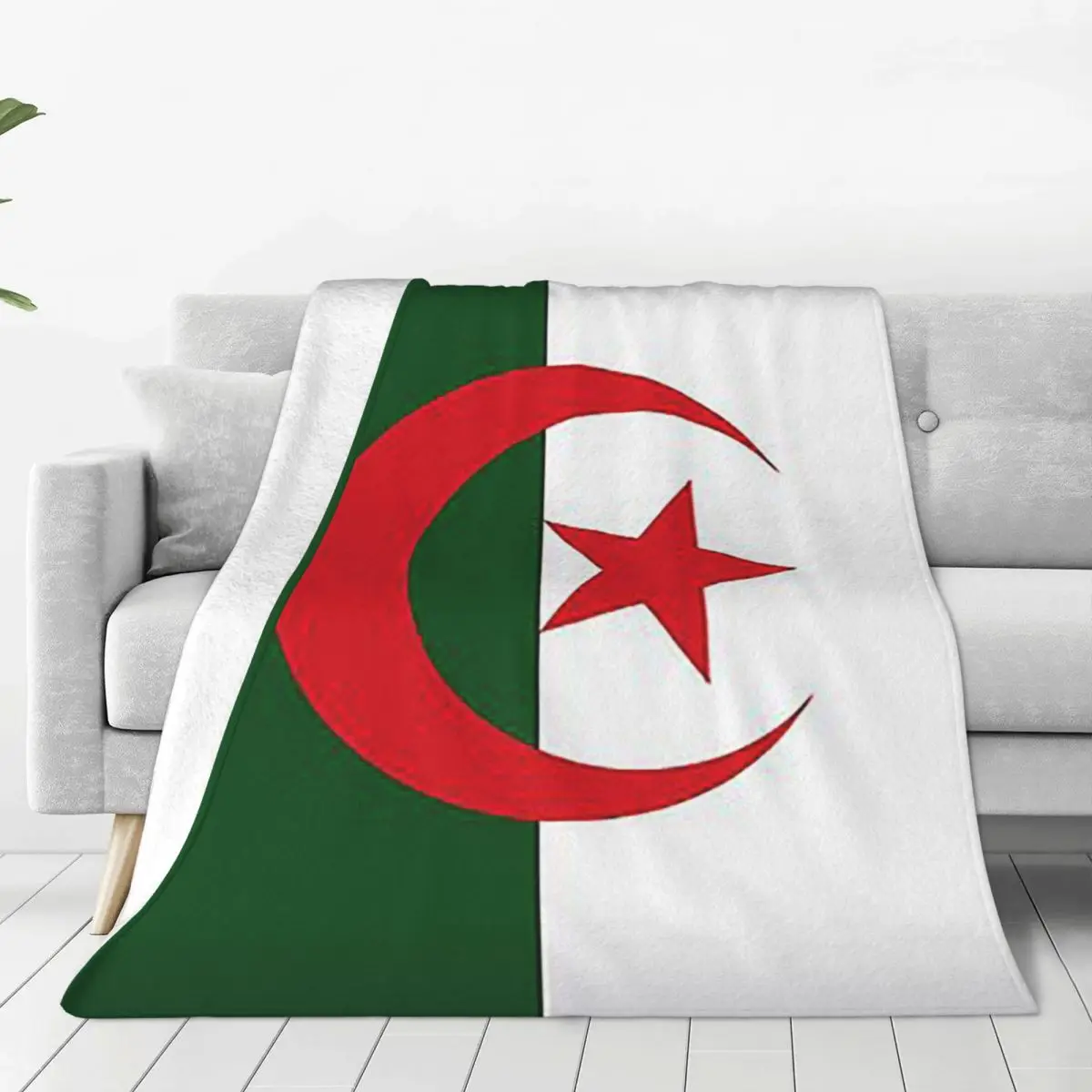 

Algeria Official Flag Of Algeria Blanket Soft Warm Flannel Throw Blanket Bedspread for Bed Living room Picnic Travel Home Sofa