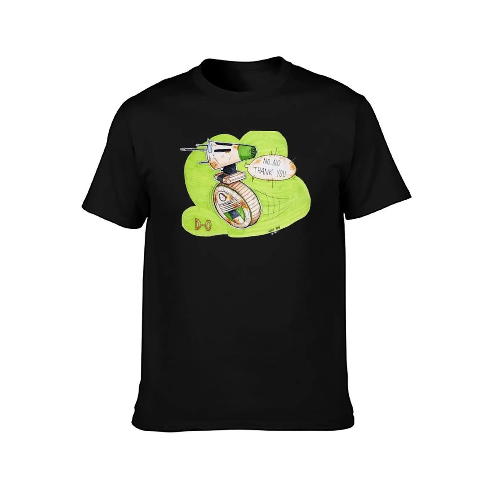 D-0 Droid No thank you T-Shirt Large Size Casual Short Sleeve Top