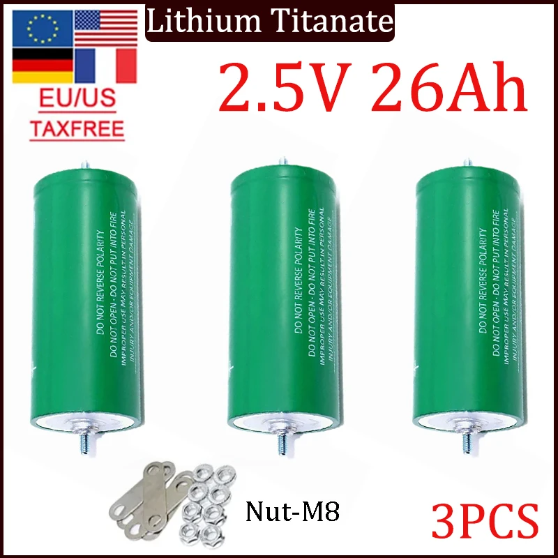 1-6PCSNew 2.5V 26Ah Lithium Titanate Battery 20C 100% original Lishen 26000mAh Low Temperature Resistant DIY 12V 24V 48V Durable