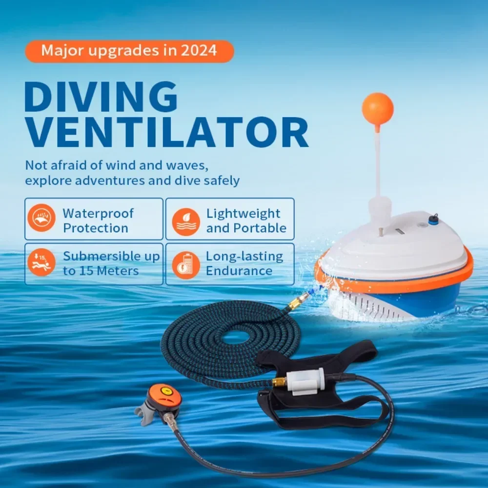 2024 New Diving Ventilator Portable for Dual Users Underwater Scuba 7-10hours Deep 15 Meters Float Diving Device Rescue Fishing