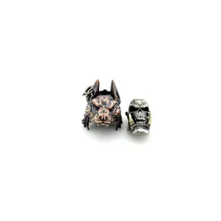 Outdoors Edc Diy Antique Copper Wolf Head Skull Men Bracelet Charms Punk Jewelry Paracord Animal Style Beard Beads Hangings