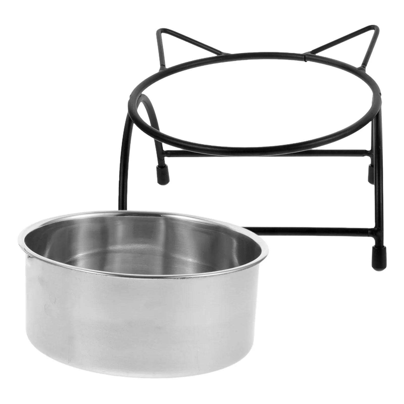 

Double Stainless Steel Cat Bowl Elevated Pet Feeder Stable Detachable Antispill Food Water Holder Double-Bowl Cat Feeder