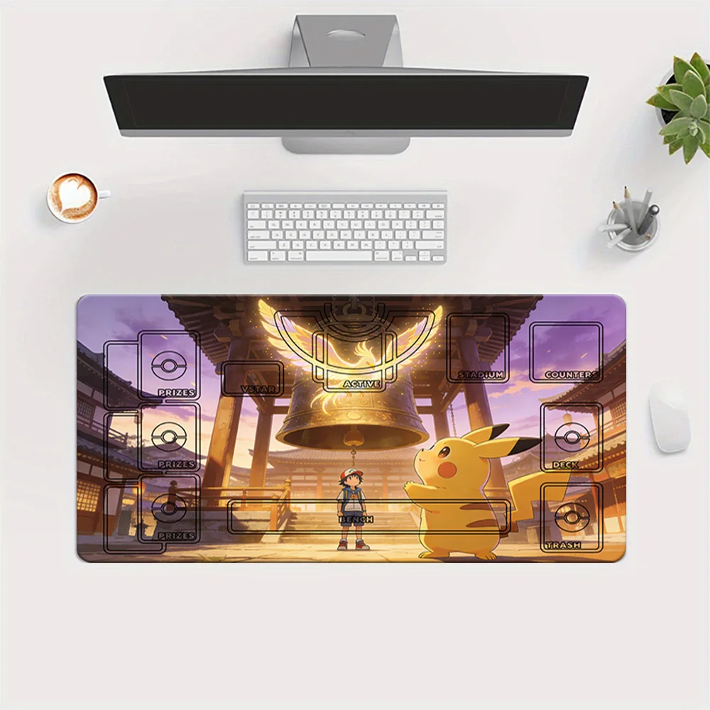 Pokemon Ash & Pikachu Ancient Temple Bell TCG Playmat Gaming Mouse Pad