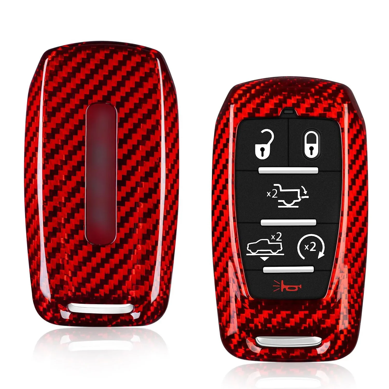 キーホルダー付き限定キーフォブカバー、RAM 2500パワーワゴン3500用カーボンファイバーキーケース、スマートキーアクセサリー、2023