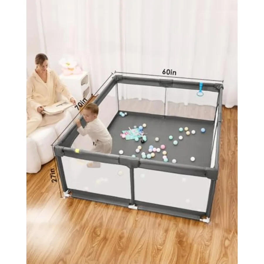 71 × 59 روضة أطفال كبيرة جدًا للأطفال الرضع والأطفال الصغار مركز أنشطة آمن مع سياج لعب ناعم وساحة أمان داخلية سهلة الاستخدام #2