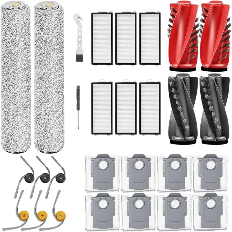 A94E-For Roborock Qrevo Curv 2 Flow Replacement Parts- Main Brushes, Filters, Dust Bags, Mop Rollers For Robot Vacuum Cleaner