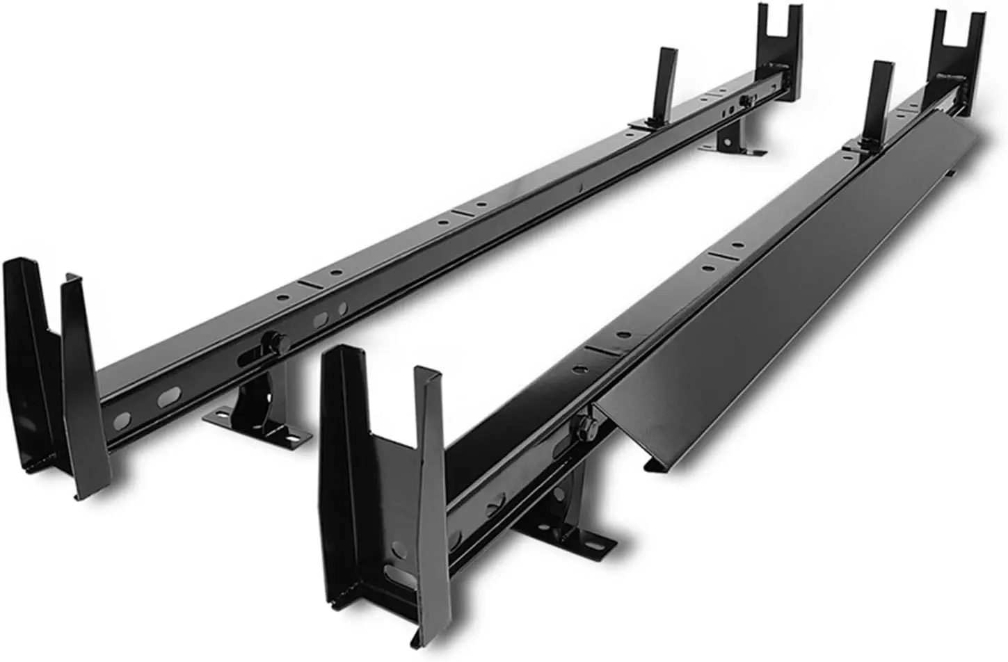Universal 2 Bars Roof Ladder Rack 600 LBS Capacity Utility Adjustable Cross Bar with Stopper for Van Without Rain Gutter Fit for