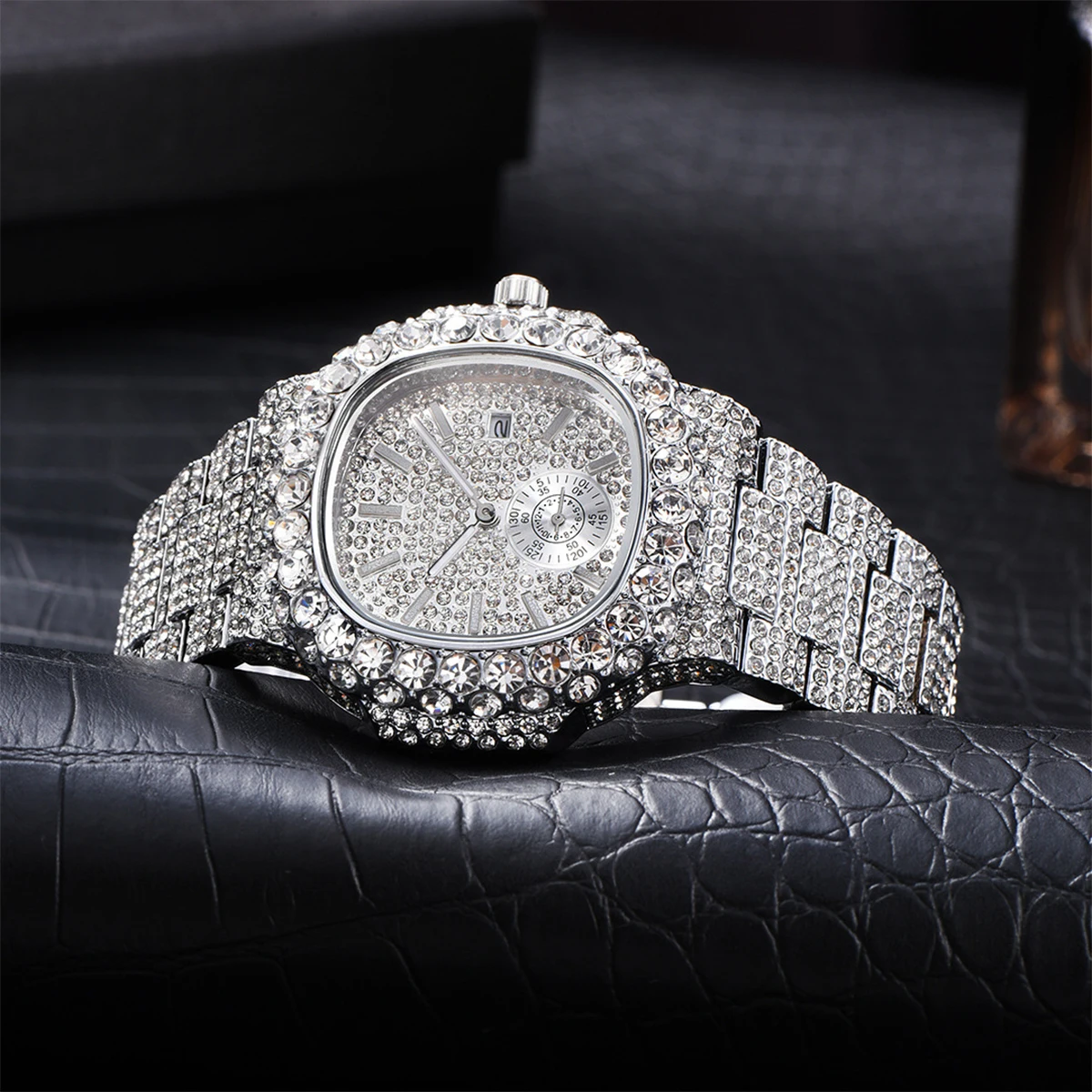 Aokaishen Ice Out Relogio Droshipping Luxury Full Diamond Quartz Watches for Men Classic Stylish Trend 2023 Waterproof Watch New