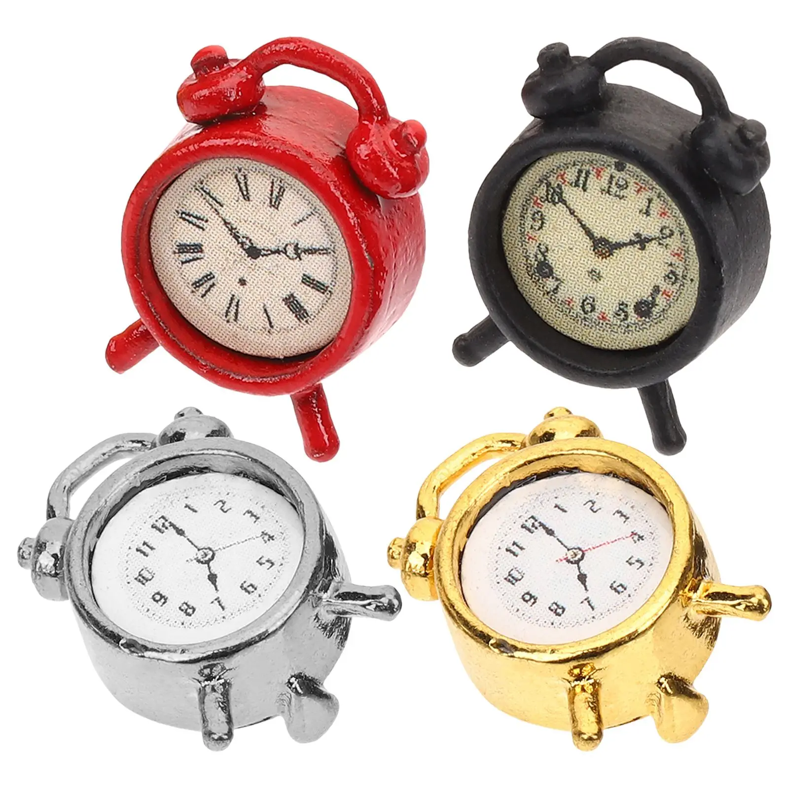 4Pcs Mini Alarm Clocks Creative Metal Material Small Alarm Clock Fresh Desktop Mini Alarm Event Holiday Small Gift Desk Decor