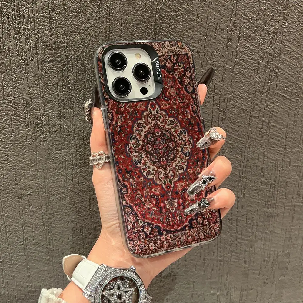 

Red Persian case for iPhone17 16 15 14 13 12 11 Pro/ Max/Plus shock-proof rear cover anti-fingerprint