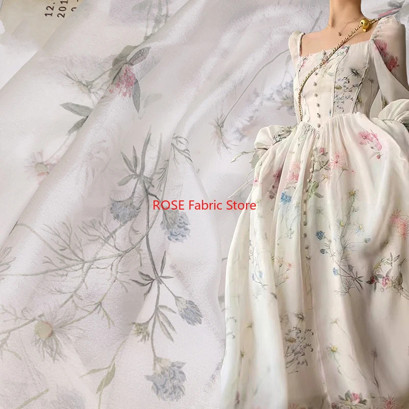 

Elegant floral print organza fabric Floral tulle fabric for Bridal dress, Girls dress, Evening dress,Costume Design