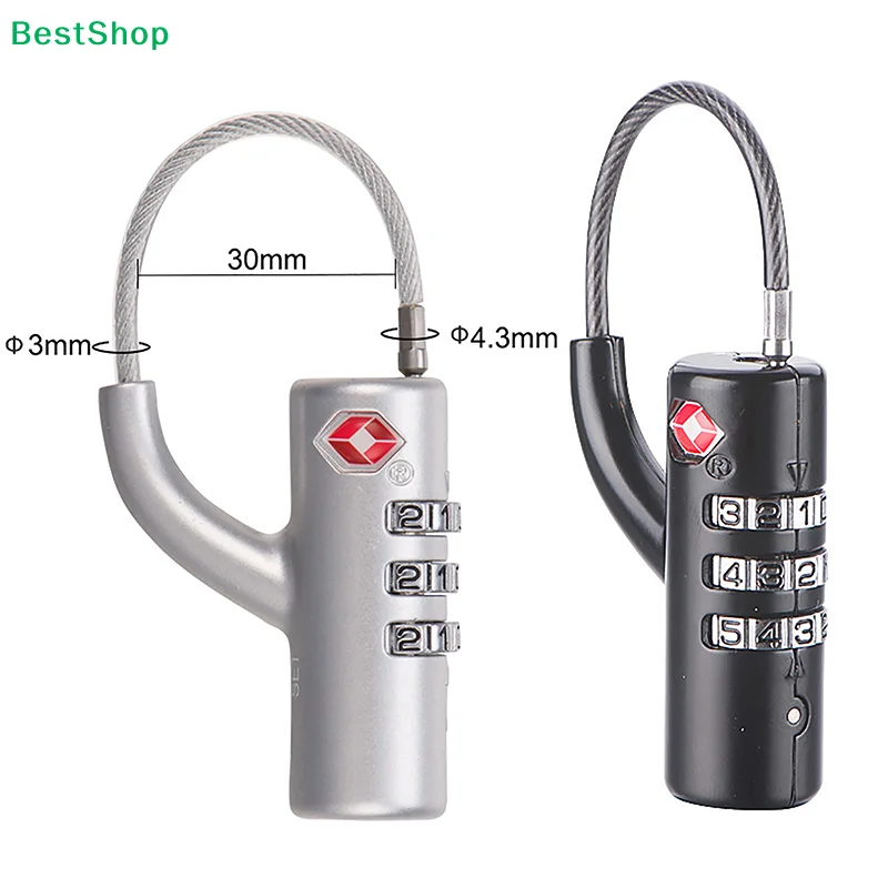 ★Portable Security TSA Customs Lock Overseas Customs Clearance Trolley Luggage Suitcase Backpack Password Padlock Steel Cable