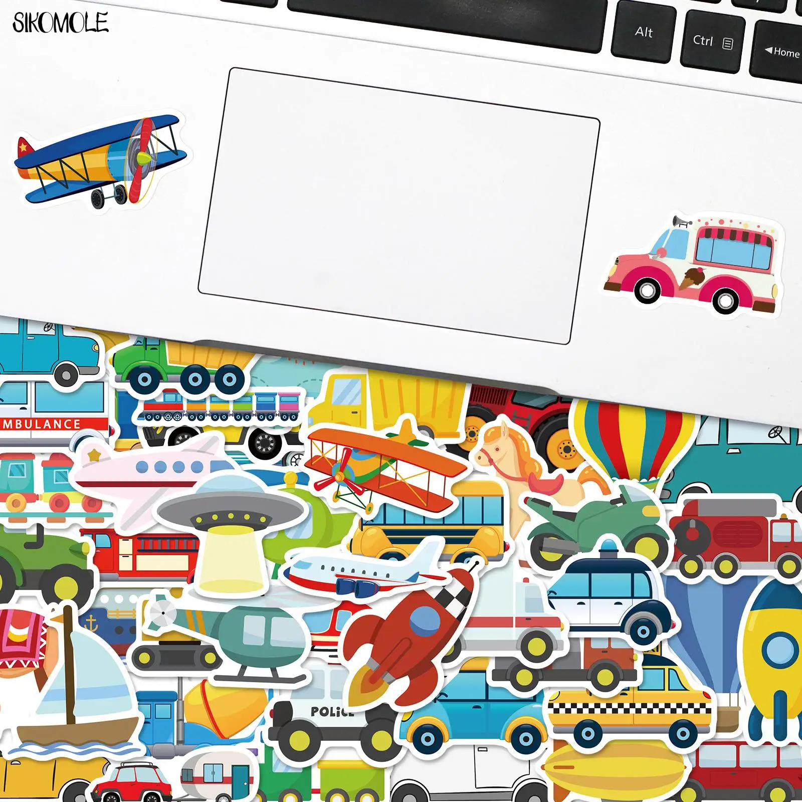 10/30/50PCS Cartoon Vehicle Stickers Kawaii Hot Air Balloon DIY Kid Puzzle Toys Car Plane Ship Laptop Decals Graffiti Sticker F5