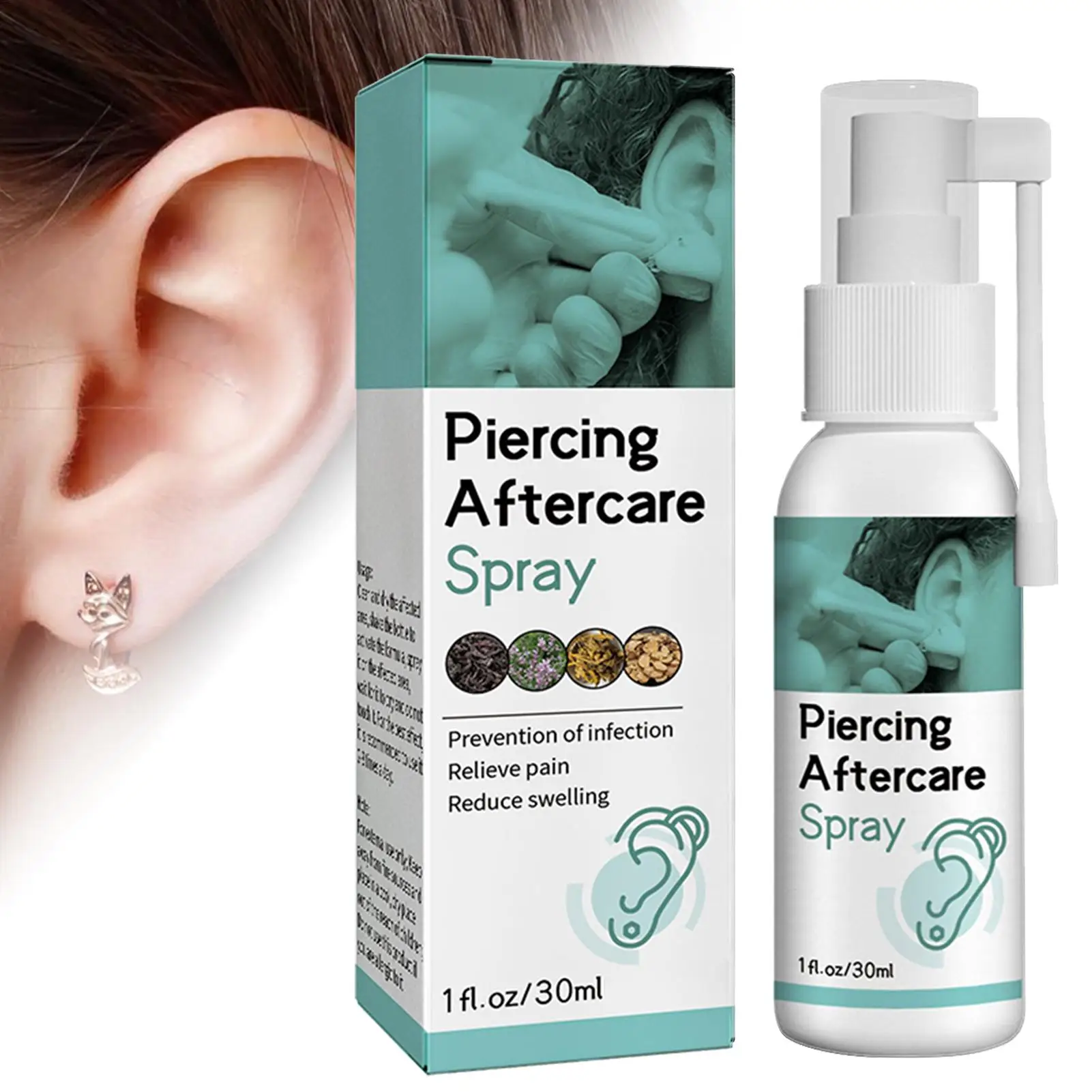 Gentle Liquid Cleaner Fluid Spray Piercing Aftercare Mist Ear Piercing Care Solution For Ear Nose Belly Piercings Gentle Mist