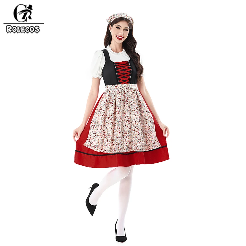 

ROLECOS Carnival Oktoberfest Costume for Women German Bavarian Traditional Dirndl Dress Waitress Outfit Cosplay Halloween Party