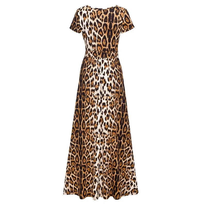 Longue robe astronomique fendue style Boho, imprimé léopard, coupe trapèze, douce, bohème, maxi, été 2024