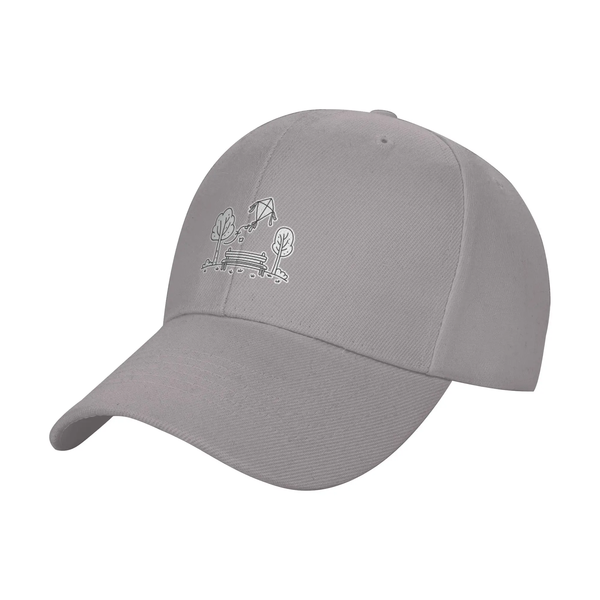 Hot Sale Kite flying above a quiet park in doodle sketch Baseball Cap  Graphic Cap Women's  Basketball Game Cap Women's