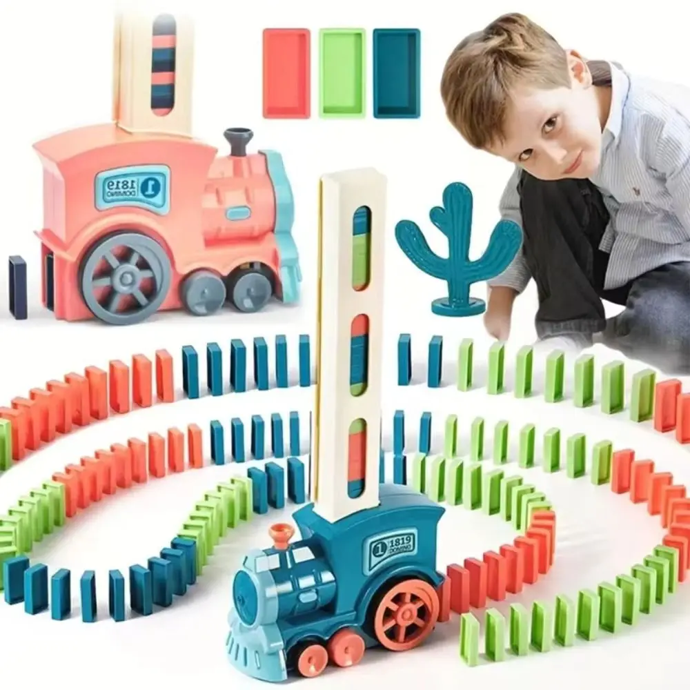 音と光の知育玩具 自動積み木 パズルブロック ドミノ列車 小型列車 DIY 教育玩具