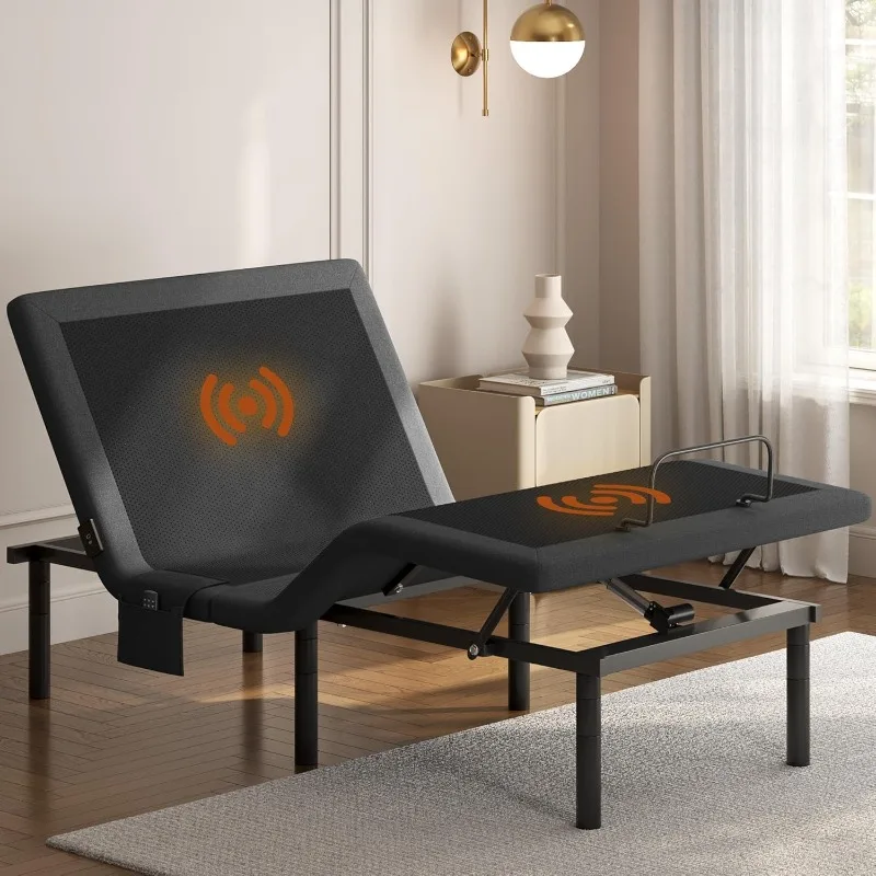 

Регулируемая кровать Twin XL с беспроводным пультом, функцией массажа, ночником, 4 регулируемыми по высоте ножками, регулировкой наклона изголовья и изножья