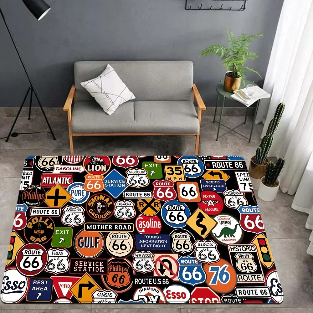 Route 66 Floor Mat Bathroom Mat Kids Room Bedroom Decoration Balcony Anti-Slip Doormat Living Room Welcome Rug
