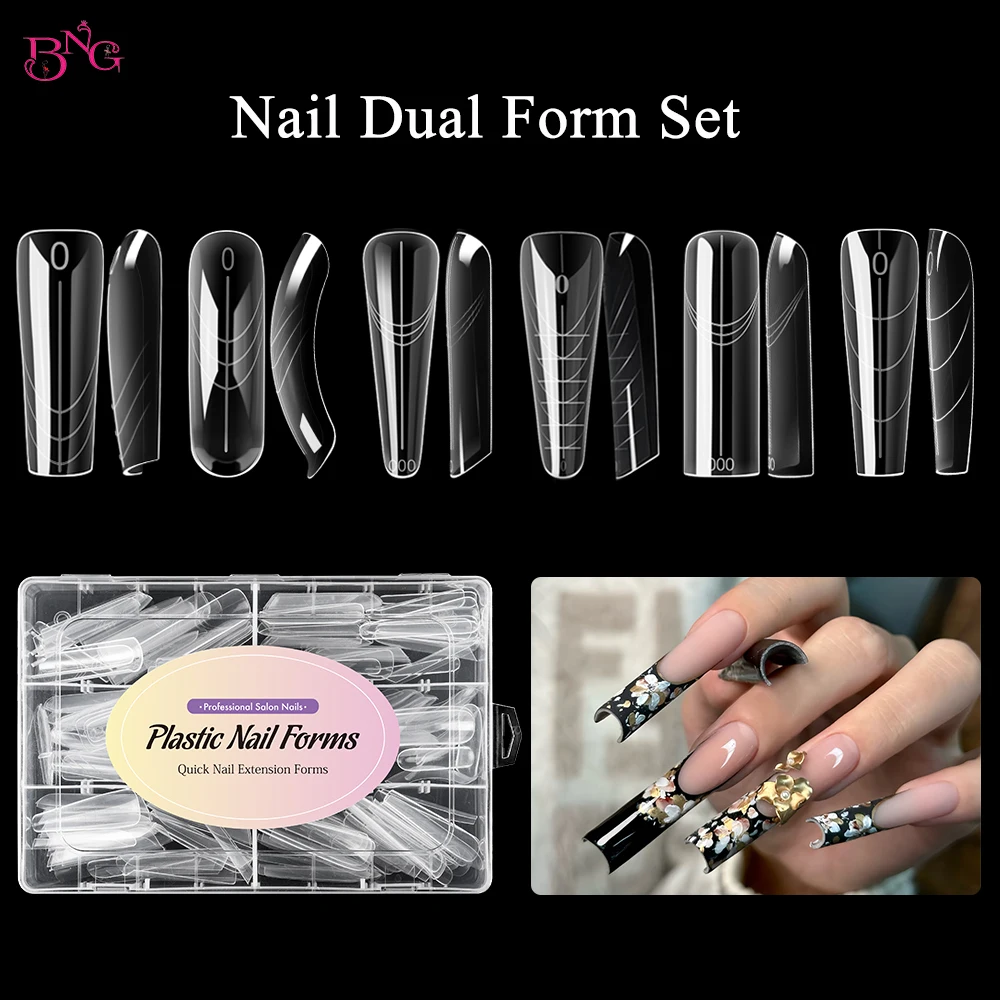 

BNG Dual Forms for Builder Gel 168/180 шт. многоразовые формы для ногтей 14/15 размеров наращивание акриловые формы для салона DIY маникюр