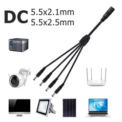 5.5mm 2.1mm 2.5mm 1 To 2/3/4/5 Way DC Power Splitter Cable 5V 12V Power Adapter Connector Cord For LED Strip Lights CCTV Camera