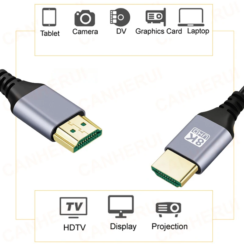 1M 2M 3M 5M 8K@60HZ HDR 48Gbps QFT V2.1 HDMI Compatible Male Extension Cable TV For Monitor Tablet Camera DV graphics card  PC