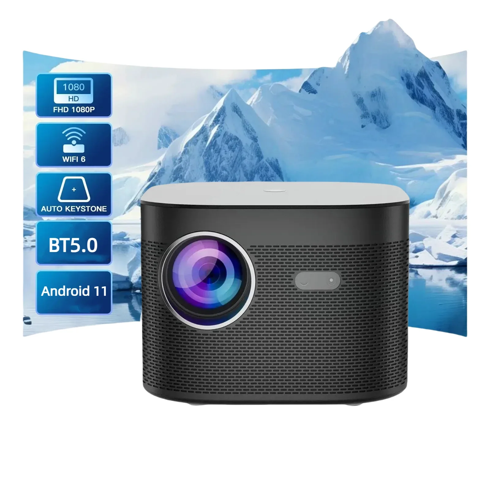 330ANSI High Lumens Outdoor Portable Video Projector 1080P Hd Auto Focus Android 11 Smart Home Cinema Projector for Indoor Use