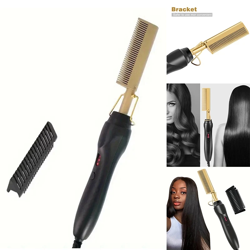 

Hair Straightener Comb Wet&Dry Hair Straightener Curling Iron Household Electric Comb 3In1 Straight Curling Comb