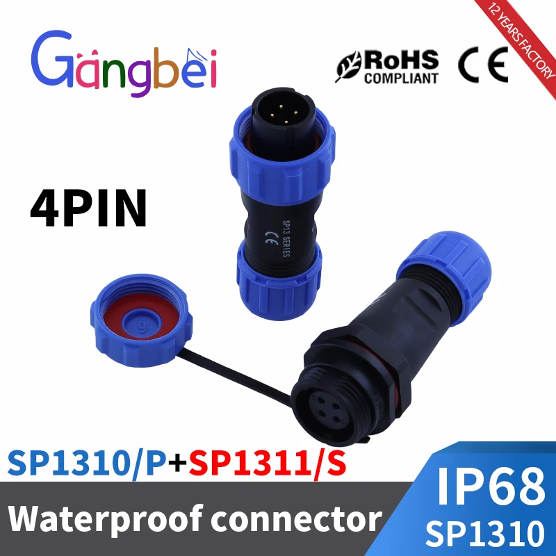 SP13 Waterproof Connector IP68 Aviation Plug Male Female Socket Set Docking 2/3/4/5/6/7/9 Pin Gangbei
