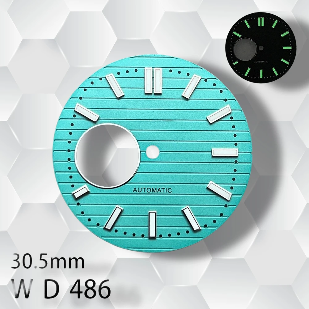 30.5mm S Logo Hollow Out Dial Suitable for NH38 Movement Green Luminous Watch Modification Accessories