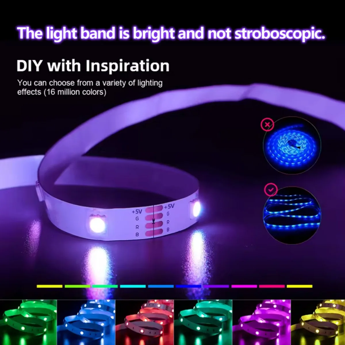 LED strip for TV back, with infrared remote control RGB lamp, suitable for bedroom, home, game room, party and wall decoration image 6