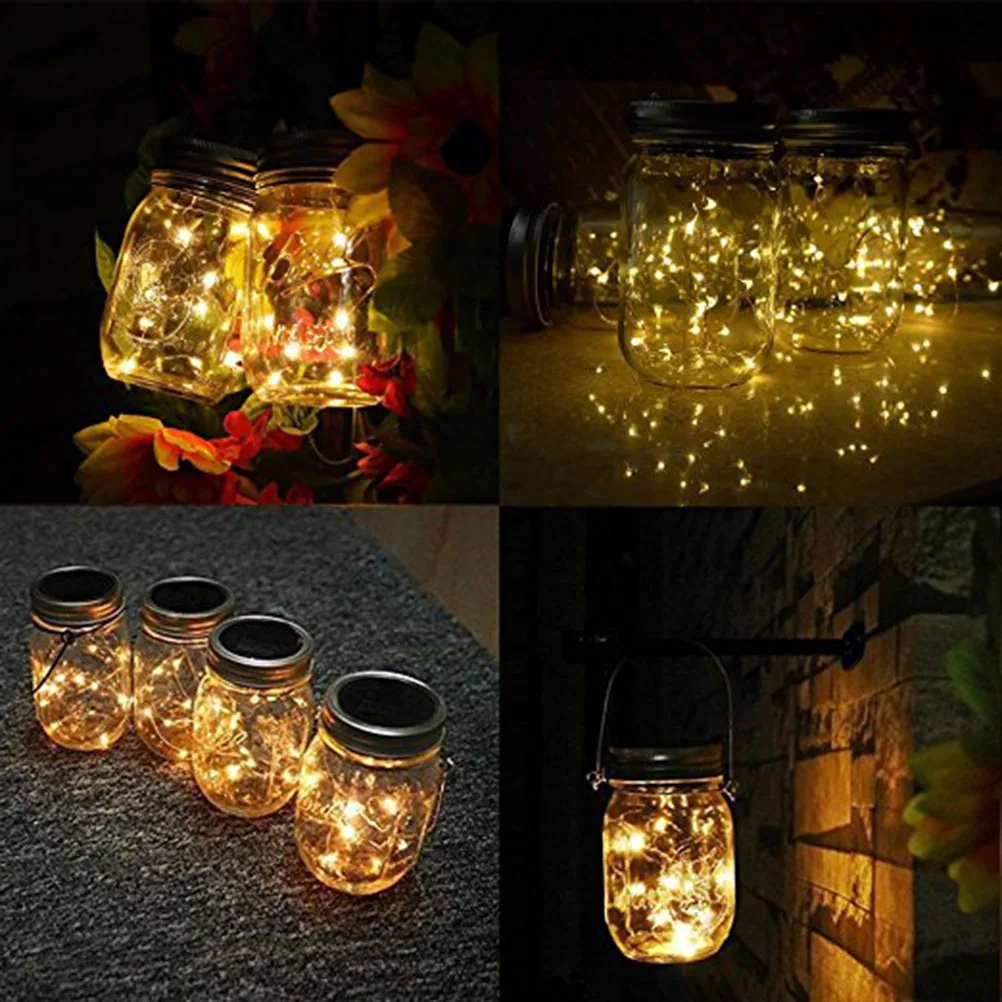 

20 Led Solar Can Lid Light String 2M Waterproof Decorative Fairy Lights For Garden Yard Holiday Party Christmas Halloween