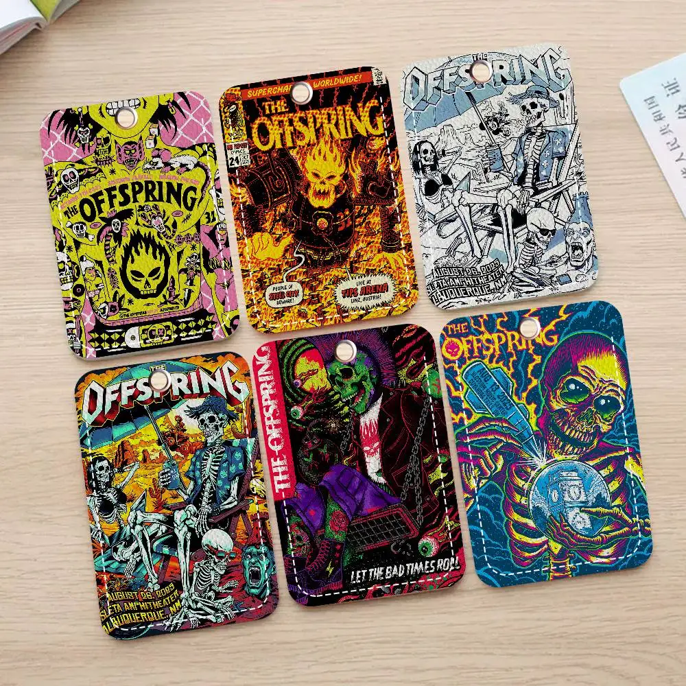 Pop Punk Band T-The OffspringS 1Pc PU Leather Card Holder Keychain Key Ring Door Lock Access Tags ID Card Case Keychain Card