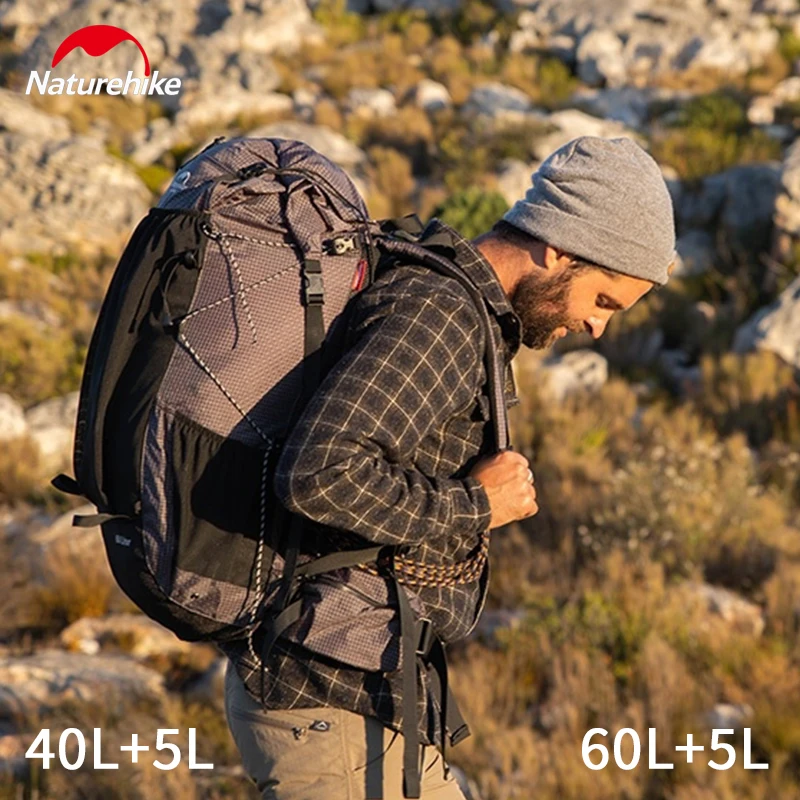 

Naturehike 40L/60L Hiking Backpack 420D Nylon For Men's and Women's Outdoor Camping Mountaineering Travel Rain Cover Included