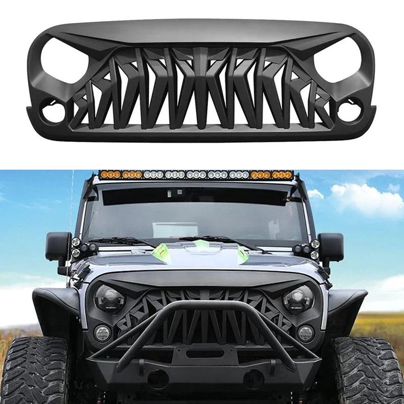 MATTE BLACK 4X4 JK MODIFTED BUMPER MASK COVER RACING GRILLE FIT FOR JEEP WRANGLER JK 2007-2017 CAR OFFROAD ACCESSORIES