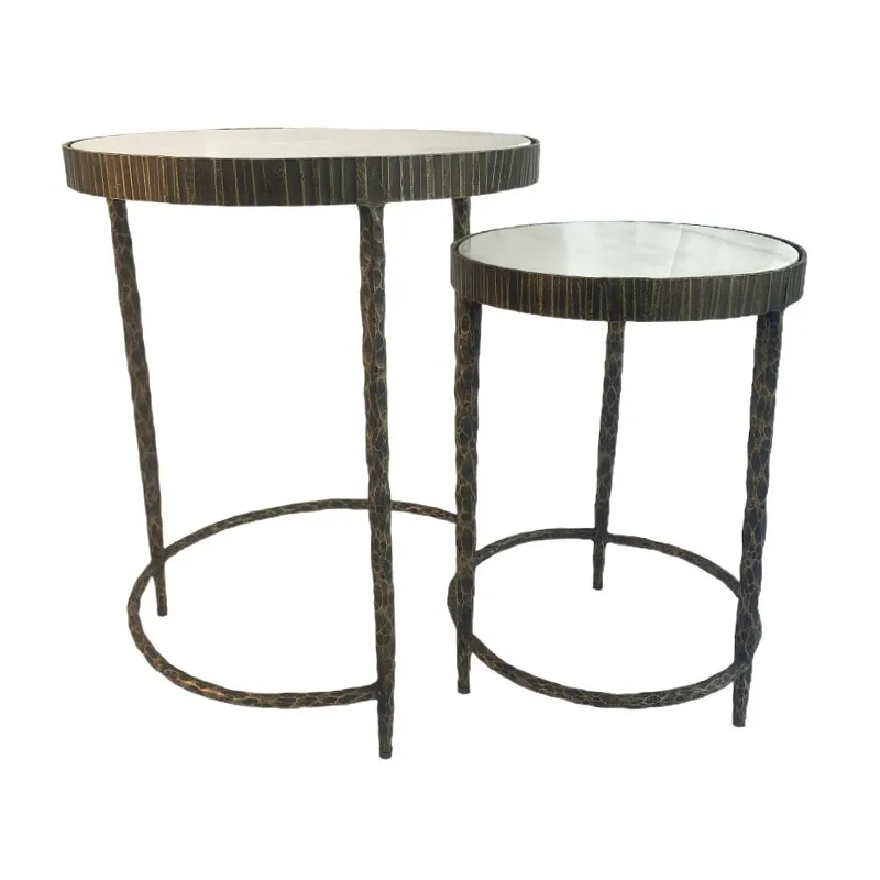 

American light luxury retro forged wrought iron combination side table/soft decoration design/villa/hotel designer coffee table