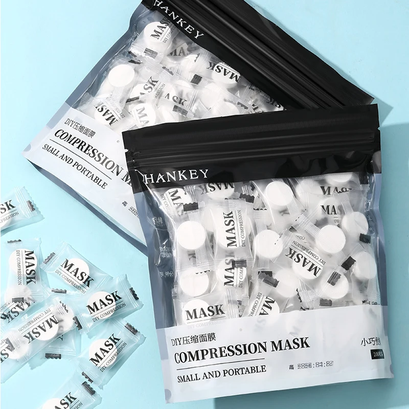 100/200pcs DIY Compressed Facial Mask Portable Disposable Non-woven Face Mask Facial Towel Coin Cotton for Home Travel Camping
