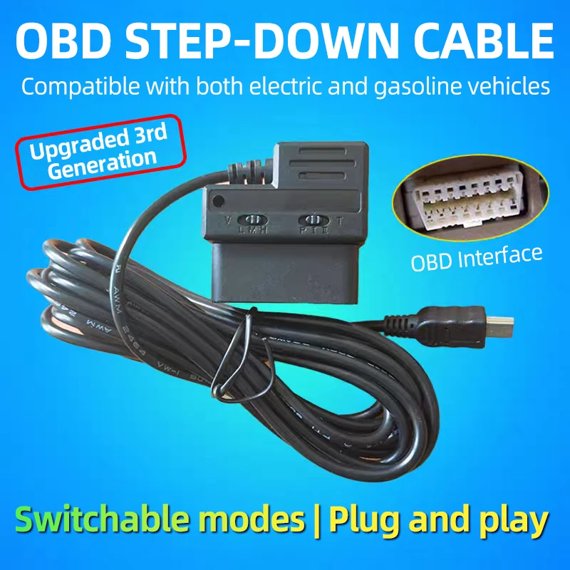 Obd Step-Down Cable with Switch Compatible With Both Electric And Gasoline Vehicles Plug And Playwith Switch