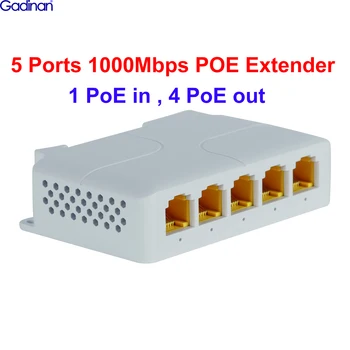 POE 확장기 기가비트 네트워크 스위치 리피터, 플러그 앤 플레이 VLAN, PoE 스위치 NVR IP 카메라 AP용, 5 포트, 90W, 100, 1000M, IEEE802.3af/at